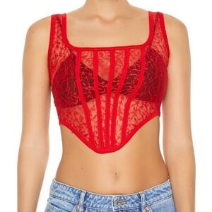New. Red Lace Corset Top